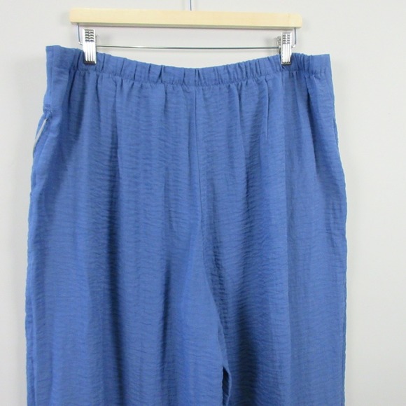Habitat Crinkle Wide Leg Cropped Pants Women XXL Blue Pull On Lagenlook 310 - Picture 7 of 12